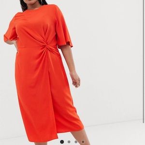 ASOS curve orange midi dress